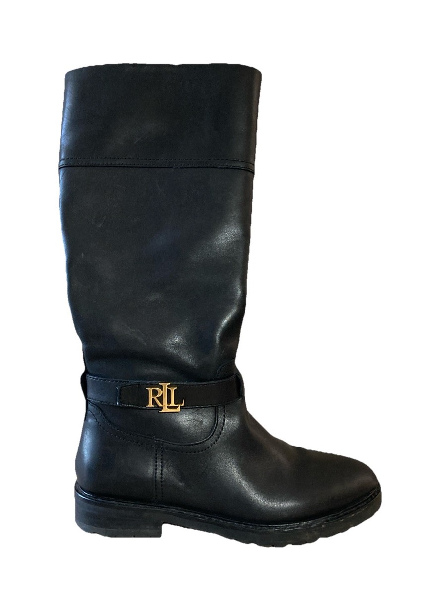 SALE! Lauren Ralph Lauren キルトカフ ロングブーツ black Lauren Ralph Lauren Flat 0 to 1/2