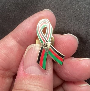 AFT Ribbon Pin American Federation of Teachers Union Black Red & Green - Picture 1 of 7