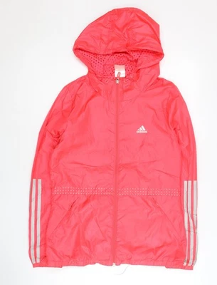 Chaqueta cortavientos Adidas rosa para mujer talla 8 con capucha ligera Foto 1 de 4