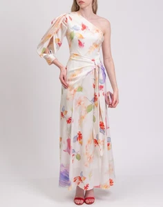 RRP€1800 PETER PILOTTO One-Shoulder Maxi Dress UK12 US8 IT44 L Silk Blend Floral - Picture 1 of 9
