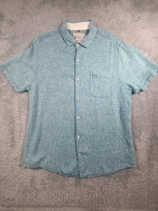 Bruno Positano Short Sleeve Shirt Men's Large Washable Linen Teal - Picture 1 of 16