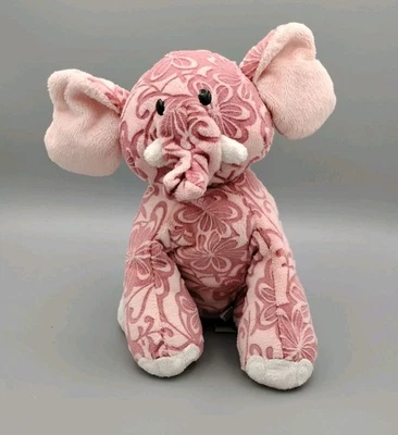 Ganz Webkinz Batik Elephant HM458 Plush Stuffed Animal Pink Floral Print NO CODE - Image 1 of 4
