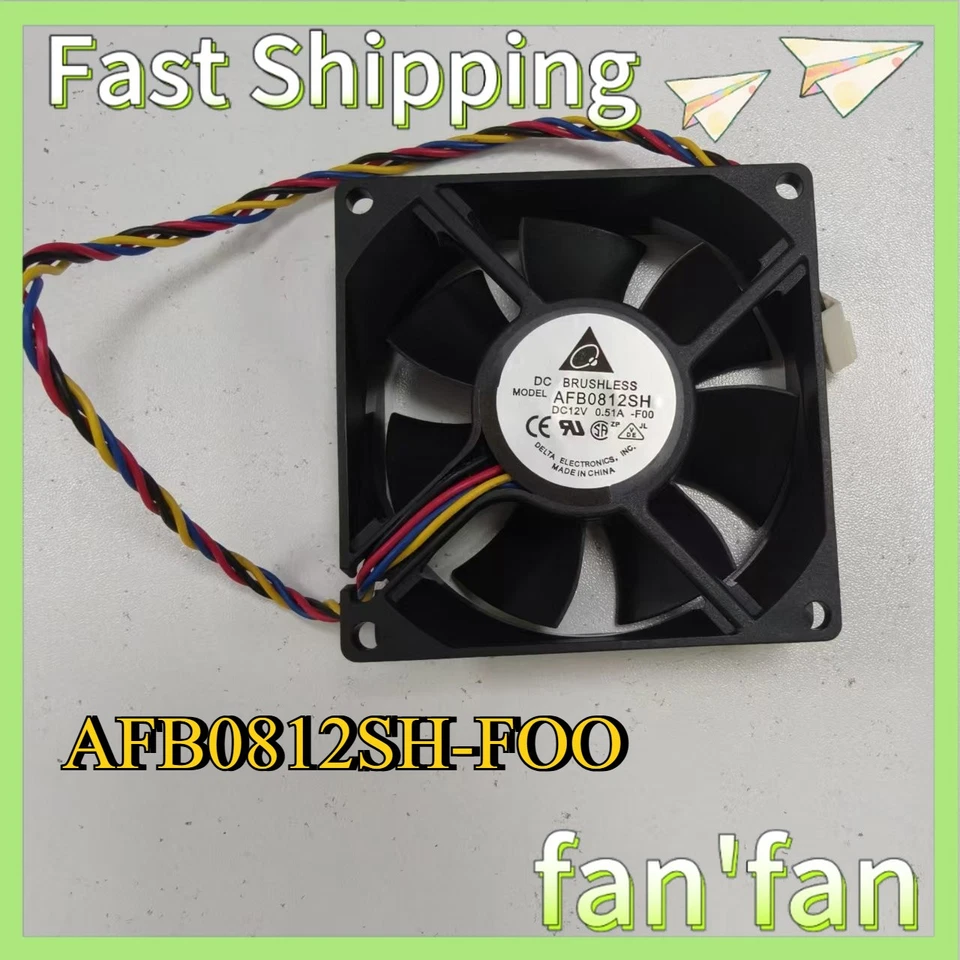 1PCS Delta AFB0812SH-FOO 80*80*25mm DC12V 0.51A 4pin Fan Fast Shipping - Image 1 of 1