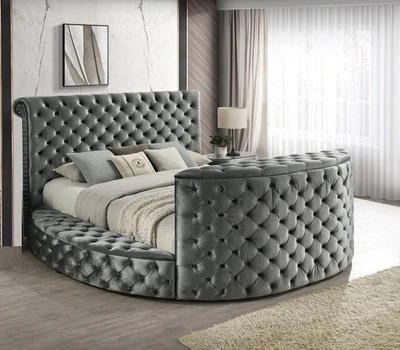 Luxury Gray 1pc Queen Size Storage Bed Television Lift Electric Fireplace Foto 1 de 4