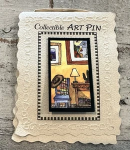 Vtg SUSAN CHAUVET Collectible Art Pin The Table Top Series NEW - Picture 1 of 3