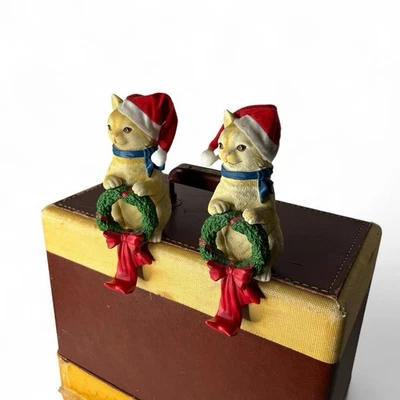 Vintage Christmas Cream Cat Stocking Holder Weight Set of 2 (See Description) - Image 1 of 4