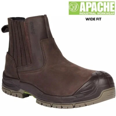 Apache S3 Crazy Brown Leather Composite Toe Cap Safety Dealer Work Boot Chelsea