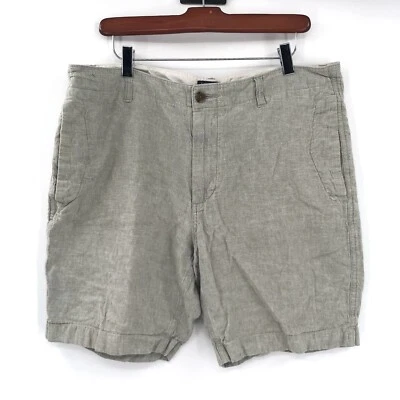 Pantalones Cortos Chinos de Verano J.CREW Gramercy Lino Algodón Hombres Verde Beige 36 L0953 Foto 1 de 4