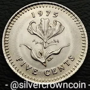 Rhodesia 5 Cents 1975. KM#13. Five Pence coin. Zimbabwe. Flame Lily. Flower. - Picture 1 of 7