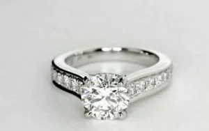 2.30Ct Round Cut Simulated Diamond Engagement Ring Solid 14K White Gold Size 5.5 - Picture 1 of 5