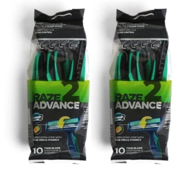 2x Raze 2 Advance Disposable Razors 10s (20 Razors) | Sensitive Skin Shave NEW
