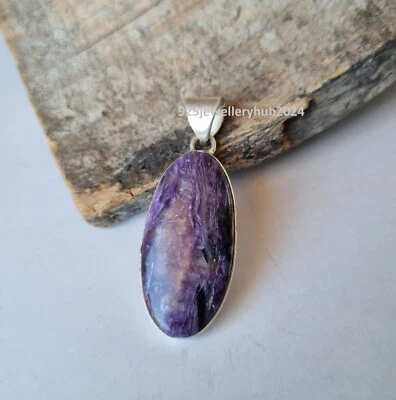 Colgante de piedras preciosas Charoite natural de plata de ley 925 colgante de diseñador PG5114 Foto 1 de 3