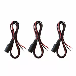 3 pack 3ft 12V 9V 2.1mm x 5.5mm DC female jack to open bare wire Adapter Cables - Picture 1 of 2