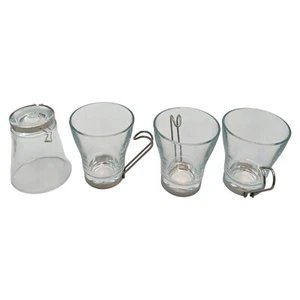 VINTAGE Bermiolli Rocco Mid-Century Modern Cappuccino Mugs Industrial Glass - Picture 1 of 4