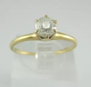 ANELLO DI FIDANZAMENTO DONNA 14K Y/G VECCHIO TAGLIO MINIERA DIAMANTE .38CT; 1,3G - Foto 1 di 11