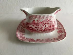 Barco Gravy De Colección Myott Country Life Una Pieza Rojo Staffordshire Ware Inglaterra - Imagen 1 de 9