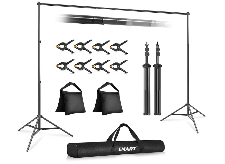 Background Support Photo Video Studio Portable Kit 2 Sandbags 8 Clamps Carry Bag - Image 1 of 4