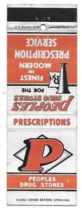 Peoples Drug Stores Vintage Matchbook Cover - Picture 1 of 3