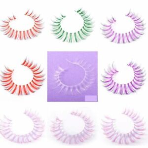 Ombre Color Red White Pink Individual Lashes Cluster Eyelashes Half Segment
