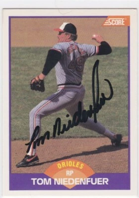1989 Score #252 Tom Niedenfuer Orioles Signed Auto Ip Autograph Free Shipping! - Image 1 of 2