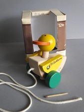 Eichhorn Holz Ente auf Räder Nachziehtier Bewegt Flügel und Kopf