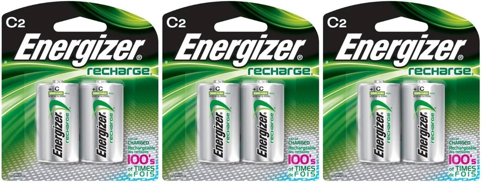 3 Energizer Recargable C C2 NiMH 2500mAh (6 Baterías) 2 Paquetes Foto 1 de 1