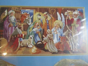 Nativity Counted Cross Stitch Picture Kit Bucilla Kooler Design 15" x 8" - Picture 1 of 8
