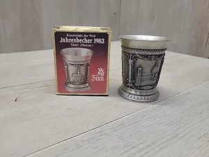 German Pewter Shot Glass Zinnsammlung - Jahresstamper 1983 -Kunststädte Der Welt - Picture 1 of 7
