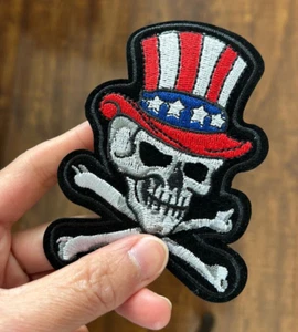 Uncle Sam Skull Bone Pop Rock Metal Music Band Embroidered patch Iron sew on - Picture 1 of 7
