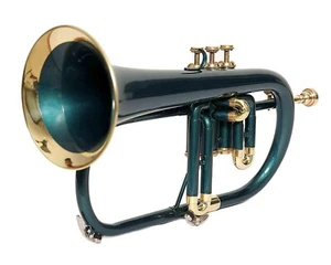Pro Flugelhorn Bb KEYS FREE HARD CASE & MOUTHPIECE- Green-Polish - Picture 1 of 6