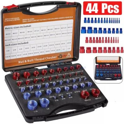 44PCS Inch & Metric Set Nut & Bolt Thread Checker Identifier Thread Gauges Box - Image 1 of 4