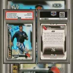 2016 BOWMAN Aaron Judge Scouts' Top 100 #BTP31 Authentic Autographed - Picture 1 of 1