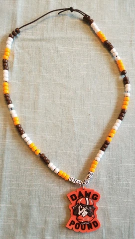 Cleveland Browns Dawg Pound Necklace Handmade  Dawg Pound Tag with Letters Cover