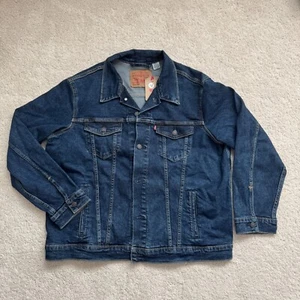 Levi's Denim Trucker Jacket Mens Size XL Dark Blue Wash Long Sleeve - Picture 1 of 9