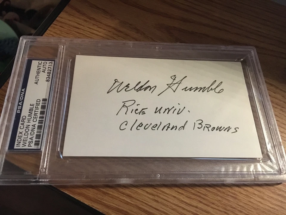 Weldon Humble 1947 Cleveland Browns Signed 3x5 index Card PSA DNA Slabbed - Image 1 of 1