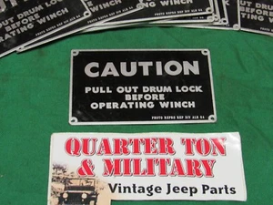 Jeep Military Dodge M37 M35 M715 Winch caution Plate NOS (P104) - Picture 1 of 1