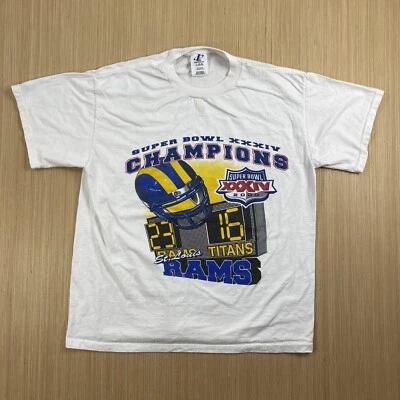Camisa Atlética Vintage Logo Para Hombres Grande Blanco Rams NFL Superbowl XXXIV Fútbol Foto 1 de 4
