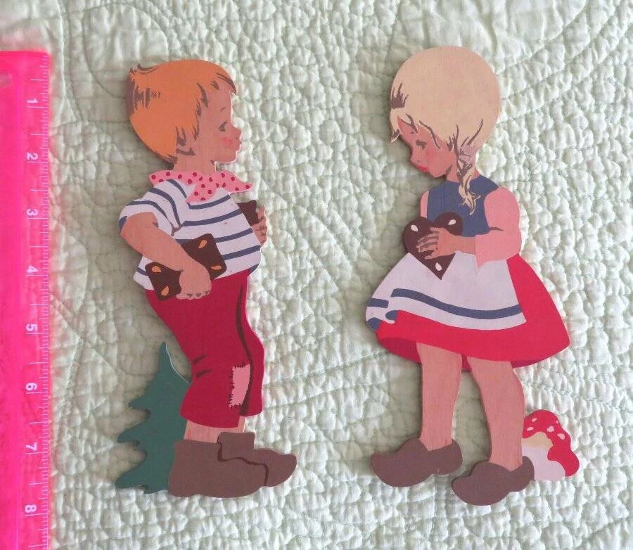 Vintage 1960s MERTENS KUNST German HANSEL GRETEL Wood ART Fairy Tale Deutsch - Image 1 of 4
