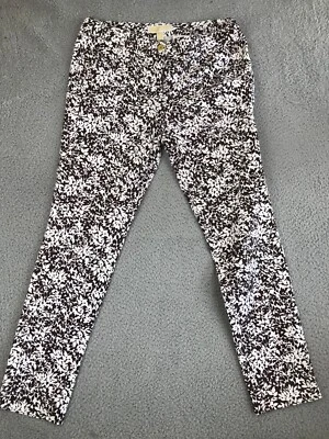 Pantalones para mujer Michael Kors 8 marrón estampado floral elástico pierna cónica tiro bajo Foto 1 de 4