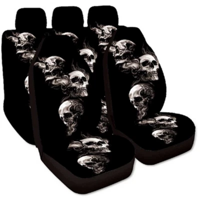 Full Set Seat Covers Breathable 3D Skull Printing Chair Cushions Car Accessories - Image 1 of 4