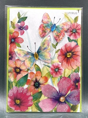 Papyrus Mother's Day Greeting Card Envelope Butterflies Flowers Bejeweled - Image 1 of 2