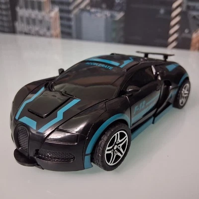 Auto Kinder Spielzeug Roboter  2 in 1 Klicksystem Schwarz Blau Sportwagen Neu - Bild 1 von 2