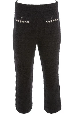 CHANEL BLACK 2022 CASHMERE STRAIGHT LEG PANTS FR 36 UK 8 - Image 1 of 4
