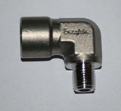 3/8 FNPT x 1/4 MNPT 316ss Reducing Street Elbow Fitting Swagelok SS-6-RSE-4 - Image 1 of 3