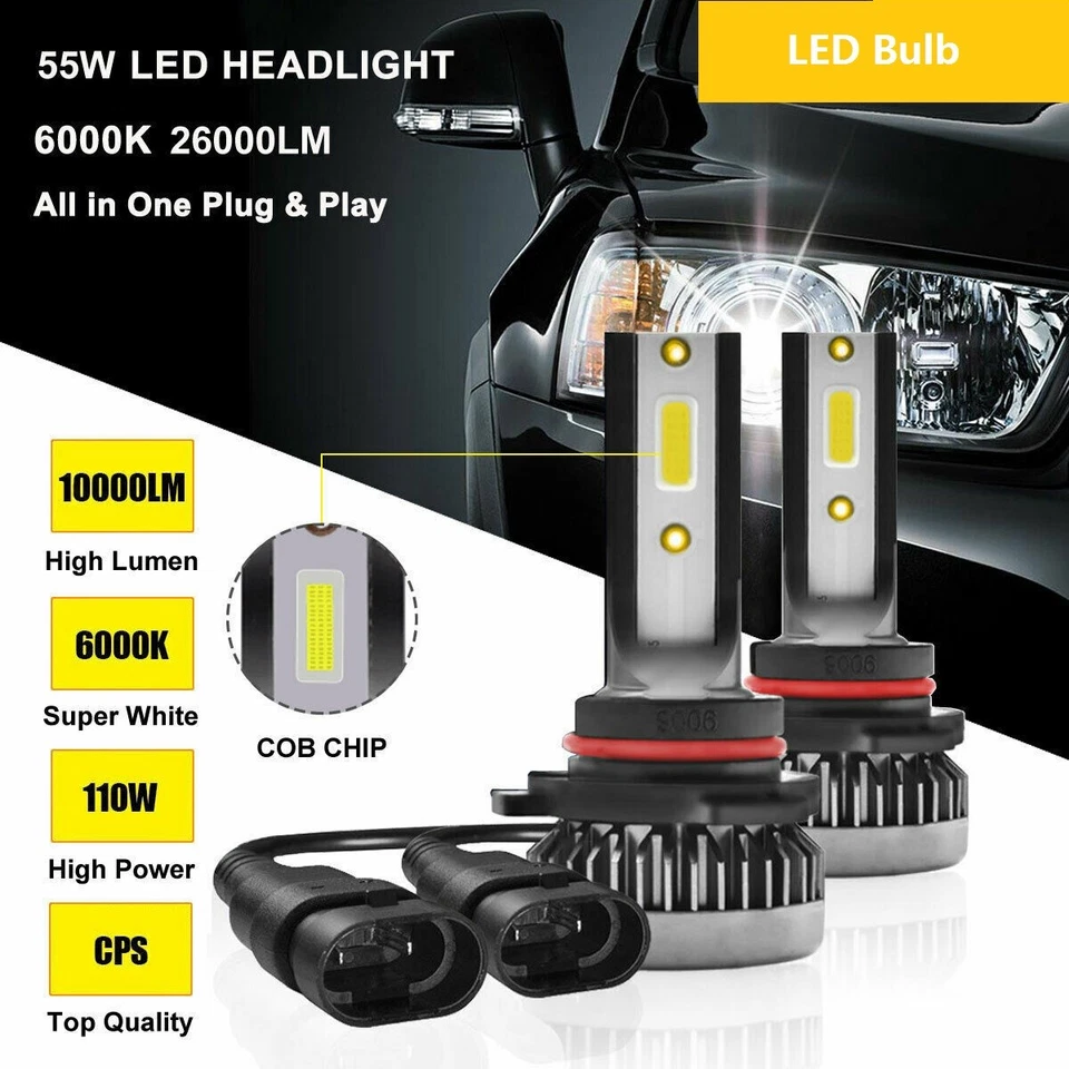 2X 55W 9005 HB3 20000LM Car LED Headlight Bulbs Replacement Kit White 6000K - Image 1 of 4