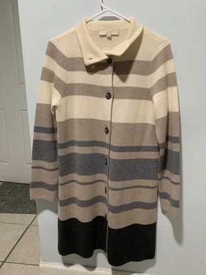 Cárdigan a rayas LOFT en crema y gris Foto 1 de 3