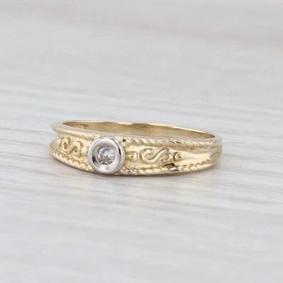 Diamond Solitaire Ring 14k Yellow Gold Size 7.5 Stackable Band - Image 1 of 4