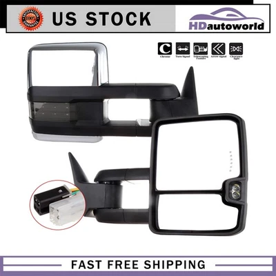 Juego de pares de espejos retrovisores laterales de señal de giro cromados eléctricos para Chevy GMC C/K 1500 2500 3500 Foto 1 de 4