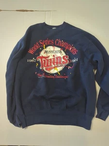 Sudadera De Colección MLB 1991 Minnesota Twins Campeones Serie Mundial Hombre’s XL Azul - Imagen 1 de 4