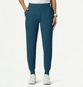 Jaanuu Jogger Scrubs Taglia Med Rubi Slim ULTRAmorbido Blu Caraibi 6 Tasche - Foto 1 di 5